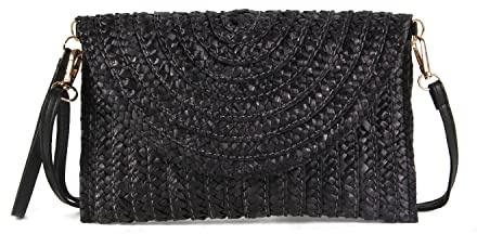 LHHMZ Cartera de Mano de Paja para Mujer Bolsos de Verano Bolsos de Hombro de Paja Tejida Cartera de Playa