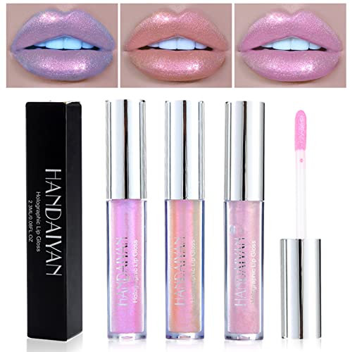 Lishang 3 Colori Set Labello Glitter Rossetto Lunga Durata Rossetto Glitter Lucidalabbra Brillantini Glitterato Liquido Lip Gloss Diamante Metallica Lucida Labbra per Donne Ragazza Trucco Regalo
