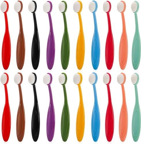 YOUEON 20 Stück Mini Pinsel zum Mischen von farbiger Tinte, 10 Farben, Kleine Pinsel zum Mischen von Tinte mit Weichen Borsten und Farbcodiertem Griff zur Kartenherstellung, zum Malen, Zeichnen