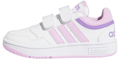 Adidas Mixte Enfant Hoops Lifestyle Basketball Hook-and-Loop Shoes, Cloud White/Lilac/Violet Fusion, 33 EU