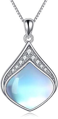 YAFEINI Tropfen Kette Sterling Silber Vintage filigrane Naturstein Tropfen Anhänger Halskette Schmuck Geschenke für Damen Mädchen