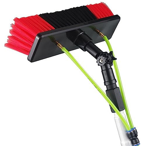 Waschbürste Mit Teleskopstiel Set, Pv Reinigungsbürste Teleskop Set Rotierend Mehrwinkelig, Wasserführende Teleskopstange Mit BüRste für Die Reinigung Von Photovoltaik und Solarmodulen.