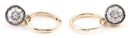 Epinki 18 Karat Au750 Gold Ohringe Creole, Creole Ohrringe Damen mit Moissanit 2ct, 18K Gold Ohrringe Jugendstil Echter Schmuck