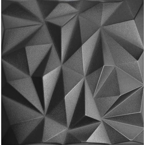 3D Zircon Effect Wall Panels - 3D Zircon Look, Cladding Panels for Living Room, Kitchen, Bathroom, Balcony, Bedroom, | 50x50cm (K68, 3D Black Zircon) 76 Panels - 19 m2