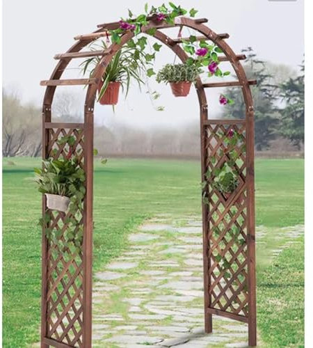 NILZA Garten Torbogen Aus Holz Rosenbogen Außenbereich Hochzeitsbogen Gartenbogen Rankhilfe Rankgitter Bogen Für Kletterpflanzen Rosengestell (Color : A, Size : Straight feet W140cm(4.6ft))