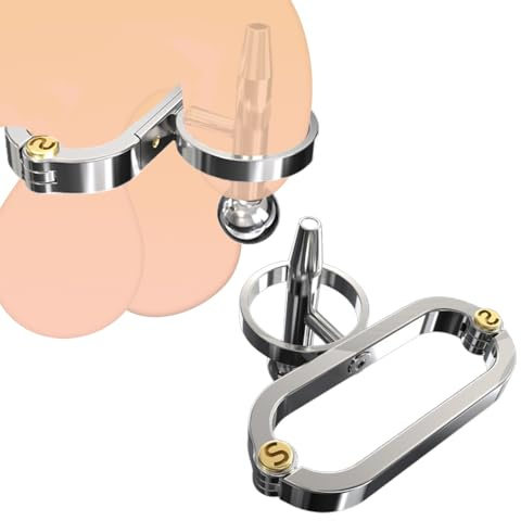 Lmgoc PA Keuschheitsschloss Metall Hodenring Peniskäfig Mit Harnkatheter-Dilator, Edelstahl Anti-Escape CB Käfig SM Bondage Fetisch Keuschheit Sexspielzeug für Männer