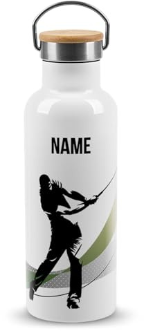 PR Print Royal Edelstahl-Trinkflasche für Sportler mit Name selbst gestalten - Golf - Geschenk Sportler, Personalisierte Geschenke für Männer | Thermosflasche Weiß, 500 ml