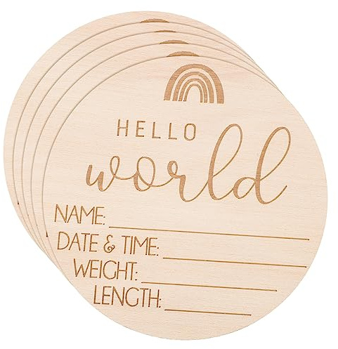 MERRYHAPY 5stücke Holzschild Zur Babygeburtankündigung Neugeborenen Namensschild Geburtsschild Fürs Kinderzimmer Announcement Sign Name Schild
