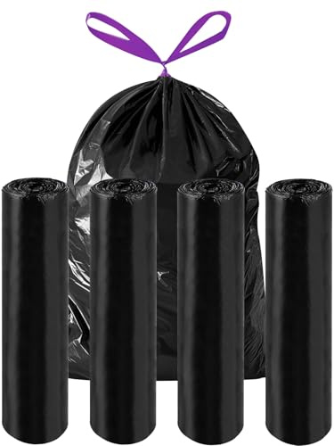 LOPYXBR 60 Stück Müllsäcke 120L Extra Stark, 77x100cm Küchen Dicke Kunststoff-Müllbeutel, Schwarz Trash Bags mit Tragegriff, Reißfest und Flüssigkeitsdicht Mülltüten, Tragegriff Abfallbeutel