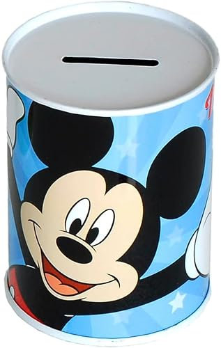 Disney Mickey Mouse Money Box Metal Tin Can Not Open, 10 x 7.5 cm