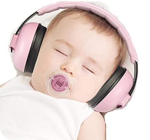 RETZLA Cuffie antirumore per bambini e neonati, per bambini dai 3 ai 24 mesi in su, rosa, Baby