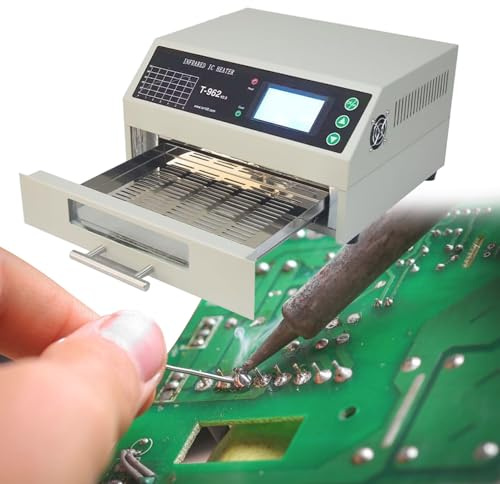 QFGain Four De Refusion Professionnel, T-962 AméLioré, Station De Soudage par Refusion Infrarouge, Chauffage De Soudage PCB, Outil De Soudage Automatique, Soudure De Bureau à ContrôLe par,110V