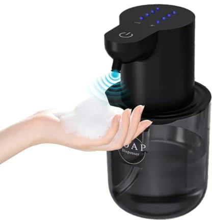 YSWOVUO 400ML Seifenspender Automatisch Wasserdicht, Elektrischer Seifenspender mit Sensor, Wandmontierbar Soap Dispenser Automatic, 4-Stufig Einstellbares Flüssigkeitsvolumen, Schwarz, für Bad, Küche