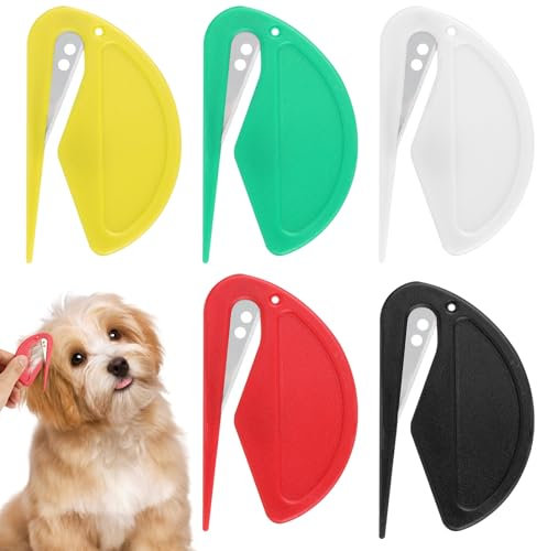 Wanmu 5 Pcs Pet Knotting Comb Hair Knot Remover for Dogs and Cats, Pet Dematting Comb Letter Opener Pets Hair Removal Tool Grooming Tool Supplies Matted Fur Remover