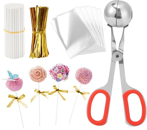Lot de 1 001 accessoires de bricolage pour sucettes, comprenant 100 sacs à cake pop, 100 bâtons à gâteau, 800 attaches torsadées, 1 outil de fabrication, ensemble de sacs à friandises pour bonbons