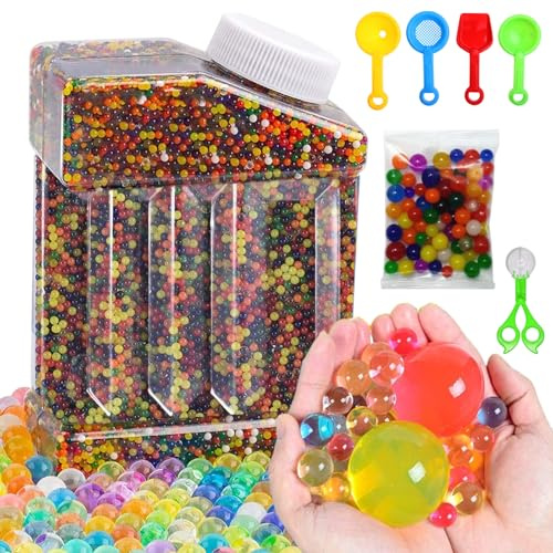 Ormromra 50000 Stück Bunte Wasserperlen, Vase Füllstoff Deko, 150 Stücke Bunte Gelperlen XXL, Ungiftig, Biologisch Abbaubar, Wiederverwendbare für Pflanzen, Blumen, Schwimmende Kerze Machen