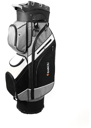 RAIKOU Golf Cartbag mit 14-Fach Organizer, Wasserabweisende Golftasche, 9 Taschen, Schuhfach, leicht & stabil, Grau
