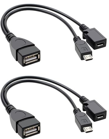 Ksywydu 2 Micro USB OTG-kablar, hane till USB hona USB-OTG adapter mikro hona i Y kompatibel dataöverföring mus nyckel smartphone Android surfplatta funktion strömkabel