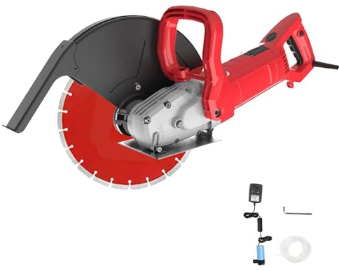 Rozadora de muros eléctrica para hormigón, 4300 RPM, con bomba de agua, mango ajustable a 90°, profundidad de corte de 110/135 mm, sierra circular antipolvo para ladrillo(300mm)