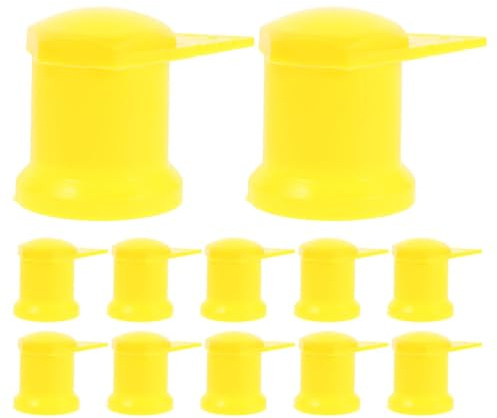 Healifty 12Pcs Loose Wheel Lug Nut Indicators with High Visibility Yellow Caps for Trucks Trailers Semi - Durable Protective Covers for Safety Checks