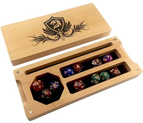 Hunmor Würfelbox, Holz Dice Box, DND Würfelbrett 24x10 cm | Würfelunterlage mit Würfelteller Würfelschale und Vorratsbehälter ideal für Dungeon and Dragon(D&D)