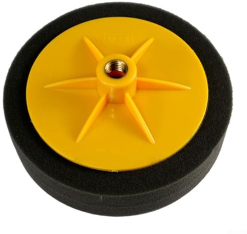 Spugna per lucidatura auto, 15 cm, filettatura M14, disco per lucidatura a grana grossa, media e fine, strumento di restauro di bellezza (nero)
