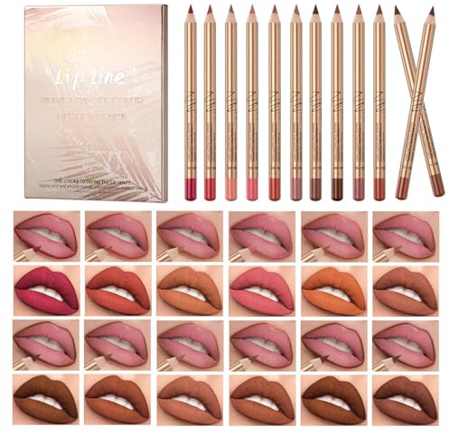 12 PCS Lip Liner Gloss Set, Lip Liners Stain, Smooth Lips Stain for Women. Perfect for Everyday Wear