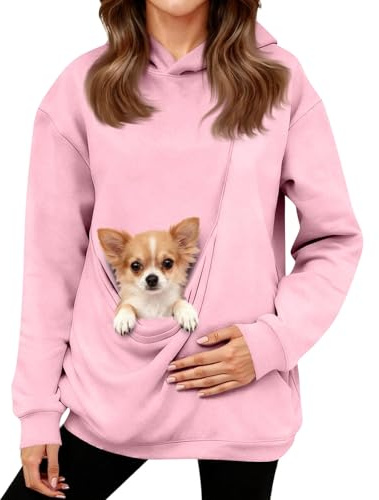 Generisch Katzen Pullover Damen Hoodie Mit Hundetasche Unsex Herbst Kapuzenpullover Mit Katzentasche Winterkapuzenpulli