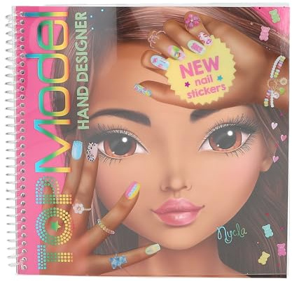 Depesche 14000 TOPModel Hand Designer - Malbuch mit 46 vorgedruckten Seiten zum Gestalten von Model Motiven, inkl. 3 Stickerbogen, Rosa
