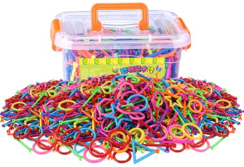 Mipcase Costruzioni Educativo per Blocchi in Plastica Colorati Puzzle Incastro per Sviluppo Creatività e Coordinazione Mano-occhio Gioco Stem per Ragazzi e Ragazze con Colore Casuale