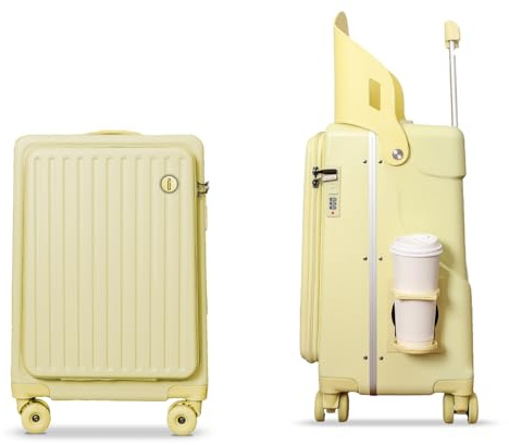 CELIMS - Valigia cabina con seggiolino per bambini PopSeat | 55x35x25 | Porta USB | ruote ultra resistenti con freno | Porta bicchiere | Lucchetto, giallo, 55x35x25cm, Valigia cabina Easyjet