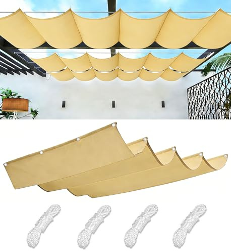 Einziehbar Welle Sonnensegel Verstellbar Markisenstoff Schattenabdeckung mit Ösen und Kordel Sonnenschutz Wasserdicht UV-beständig Outdoor Pergola Markise für Garten Terrasse 1x3M Sand