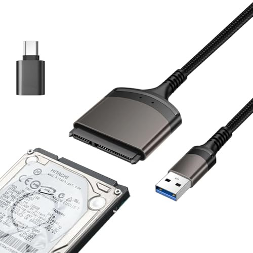 LAIVIYA Adattatore da USB 3.5 a SATA, Cavo da SATA a USB, Convertitore Esterno Plug&Play per Trasferimento dati da SSD o HDD Con Adattatore da USB a Type-C(0.4M)