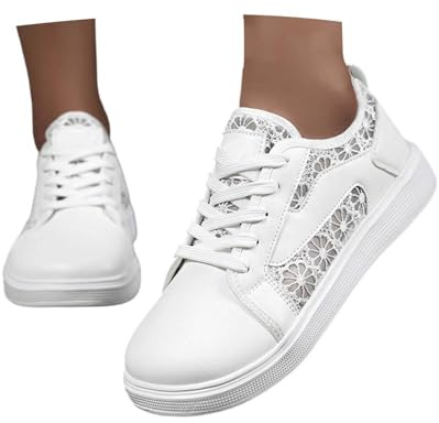 Dirndl - Scarpe da donna ricamate, in pizzo, leggere, sportive, basse, eleganti, con lacci, per il tempo libero, da donna, in tessuto traspirante