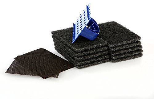 The Chemical Hut Blue Griddle Scourer Holder, 10 Cleaner Pads & 10 Mesh Screens For Cleaning Ovens, Grills, Pans And BBQ's/Barbeques