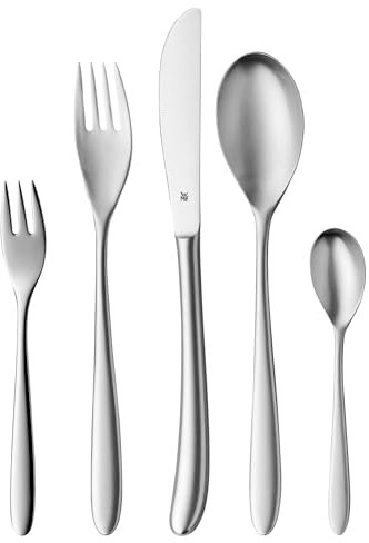 WMF Silk Set de Couverts en Acier Inoxydable pour 6 Personnes, 30 pièces, Couteaux Monobloc, Acier Inoxydable Cromargan Mat, Passe au Lave-Vaisselle