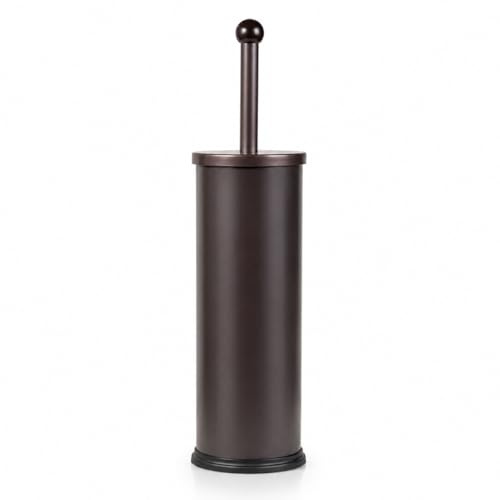 HUJI Rust Resistant Bronze Toilet Brush Holder with Lid Perfect Bathroom Bowl Cleaning Set Gift for House Warming or College Dorms Accessories (1, Bronze Toilet Brush)
