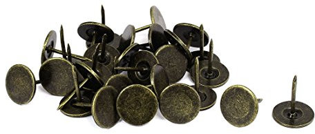 sourcing map Clou Tapissier 16mm Tête Diamètre 20mm Longueur Clou Ameublement Métal Rond Punaises Bronzé pour Meuble Sofa Dosserets 30 Pcs