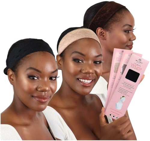 Milano Original WiGrip, Adjustable Grip Band for Lace Front Wigs, Comfortable, Non-Slip, Secure Wig Gripper Headband for Women with Thin or No Hair (Multi, 3 Pack)