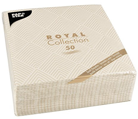 Papstar, 50 Servietten ROYAL Collection 1/4-Falz 40 cm x 40 cm champagner Elegance, #86497