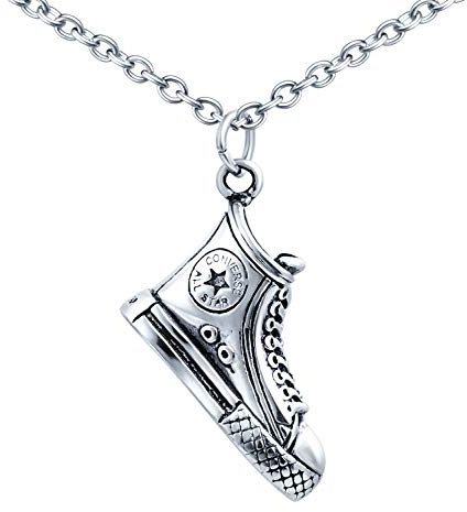 Feilok Collana da uomo in acciaio inox, stile retrò, Hip Hop Biker Rocker Sport scarpa Sneaker ciondolo per uomo gioielli accessori lunghezza 55 cm e Acciaio inossidabile