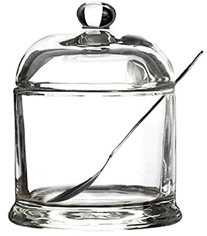 Glass Sugar Bowl Spice Jar Seasoning Pot with Lid And Stainless Steel Spoon
