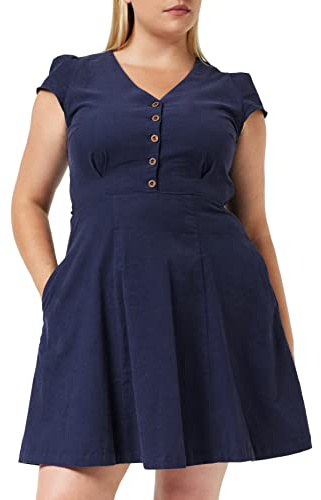Louche Cathleen-babycord Robe, Bleu Marine, 36 Femme