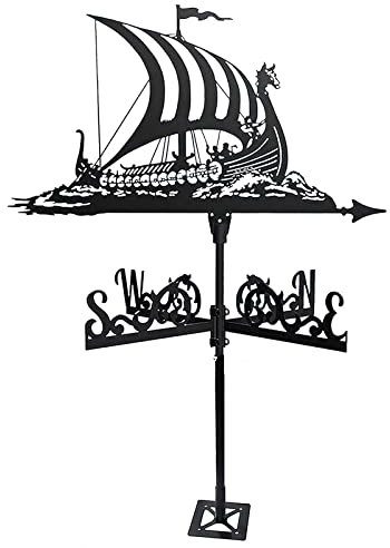 Girouette en acier inoxydable girouette rétro voilier bateau de pêche bateau pirate forme girouette,girouette durable scène de ferme piquet de jardin girouette,direction du vent décorative Indi
