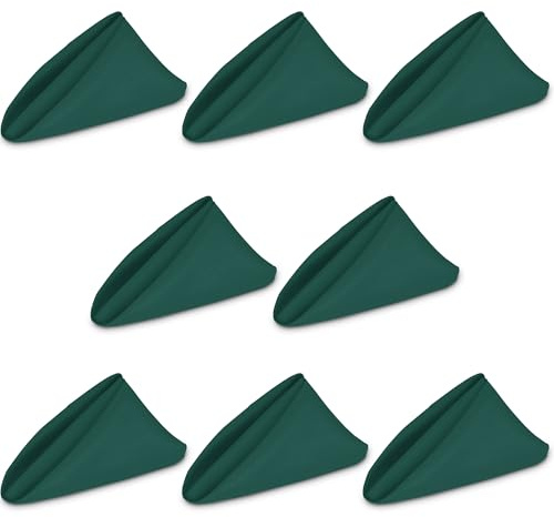 WedDecor 20 x 20 Inch 100% Polyester Cloth Napkins Hunter Green, 8pcs | 180 GSM Dinner Table Napkins With Hemmed Edges, Machine Washable & Reusable For Weddings, Banquets, Events, Parties, Home