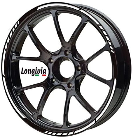 Longivia® Pegatinas Llantas Moto de 15 a 19 Pulgadas Kit Completo Color Blanco Plateado para 2 Llantas Adesivos para Moto Coche Tuning o Bicicleta Cinta Adhesiva Reflectante Accesorios Motocicleta