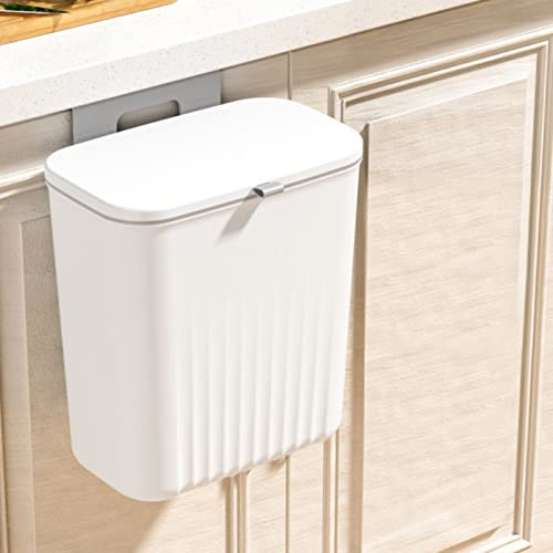 EXQUILEG 9L Mülleimer zum einhängen Mülleimer mit Deckel, Mülleimer für die Küche Klein Hängend Abfallsammler Wandmontage Plastik Mülltrennung für Wohnmobil Küchenschrank (Weiß,#1)