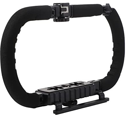 SOLUSTRE Handy Stabilisator für Videos mit 3 Halterungen Rutschfestem Kunststoffgriff und Flexibler Arm Geeignet für Mobiltelefone und Dv Kameras