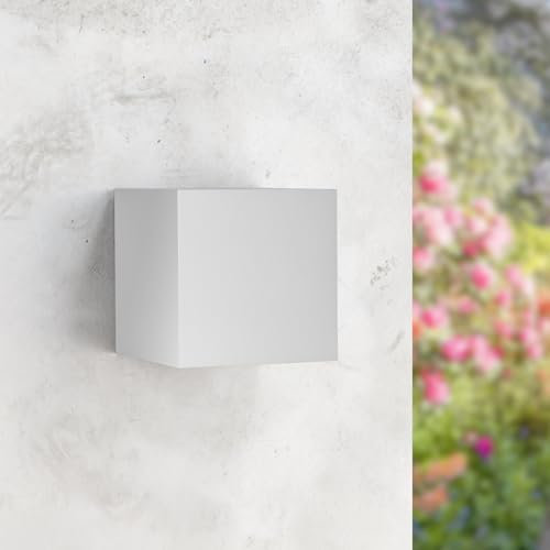 M Ledme - Applique LED blanche extérieure/intérieure 6W, blanc chaud 3000k, faisceau lumineux réglable, étanche IP54, éclairage idéal pour extérieur, jardin, terrasse, patio, LM6197