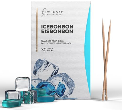 Wunder palillos de dientes con sabor - 30x palillos de dientes empaquetados individualmente - Aliento fresco - Palillos de dientes individuales con sabor (icebonbon) | Empaquetado individualmente – sabor intenso – aliento fresco – contra morderse las uñas – sin azúcar